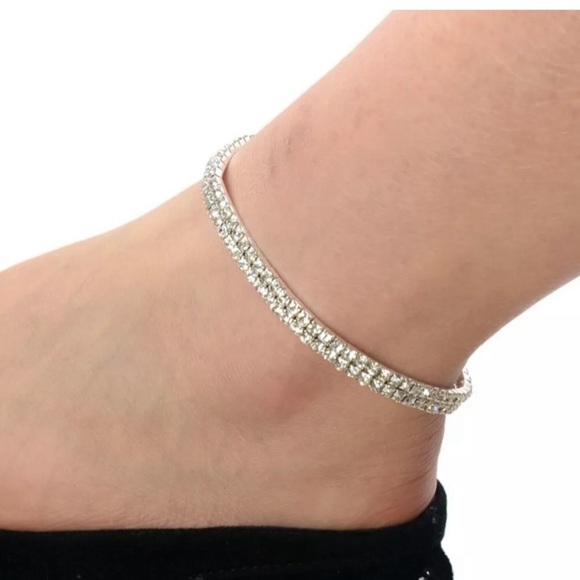 💗 Crystal Ankle Bracelet Stretchy 8”-9.5” NEW - Picture 9 of 9
